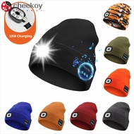 CHEEKOY Bluetooth Beanie Hat, Headphones With Light Headlamp Cap, Unique Rechargeable Speaker Mic Re