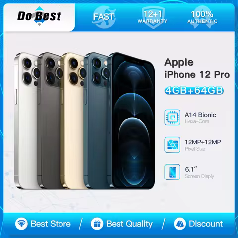 Apple iPhone 12 Pro 5G Mobile Phone 6.1" Super Retina OLED 128GB/256GB/512GB ROM NFC A14 Bionic Hexa