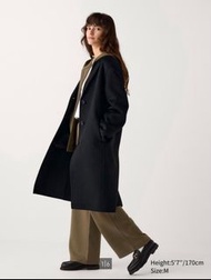 全新現貨Uniqlo 女裝雙面織紋徹斯特大衣 黑色XL 469960