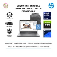 HP ZBook 8 G1i 14 Mobile Workstation PC 14" Laptop Silver (U7 255H, 32GB, 1TB, RTX, W11P, 3 Yrs) E0R