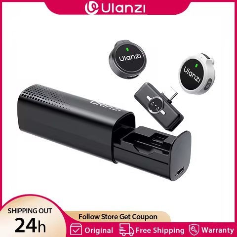 Ulanzi A21 Wireless Lapel Microphone 100M Transmission Dual Recording Noise Cancellation for Cameras