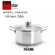 [FSN] 430 stainless steel sandwich bottom pot from FIVESTAR (stainless steel lid / glass lid)