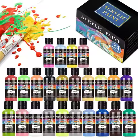 24 Colour Acrylic Paint Colors Bottled Acrylic Paint Set Paint For Fabric Clothing Painting Rich For