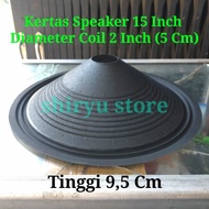 kertas daun conus speaker 15 inch coil 2 inch 5 cm 50 mm garis impor - 1