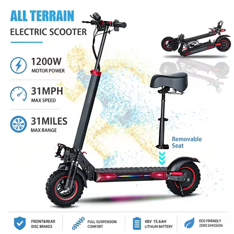FREEBOY J11MAX Adult Electric Scooter 1200W Powerful Motor 31MPH High Speed Off Road Scooter 48V 15.