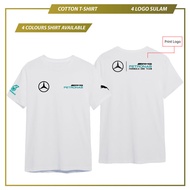 T Shirt Round Neck Cotton Mercedes F1 Petronas Team Baju Premium T-Shirt Murah Lelaki Men Logo Sulam