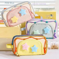 ROTUR Y2K Star Stationery Bag, 7 Multilayer Large Capacity Korean Pencil Case, Cloth Pen Bag Aesthet