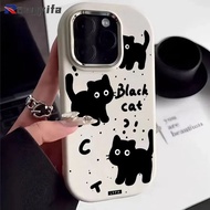 Cute Black Cat Phone Case For Vivo V40 Pro V25 Pro Y7s iQOO Z9 Turbo Z7 Z7X Z9X Neo 3 Creative Carto