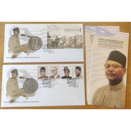 Malaysia 2003 Bapa Kemerdekaan Tunku Abdul Rahman Stamp FDC 1971 inlaid with 1971 RM5 Bapa Malaysia 