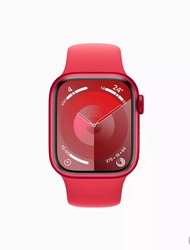 Apple Watch Series 9 41mm 紅色鋁金屬錶殼搭配紅色運動型錶帶-GPS版