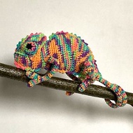 Crochet rainbow chameleon, Plush reptile, Crochet lizard decor