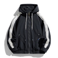 เสื้อโค้ทเสื้อกันลมเสื้อกันลมคอตั้งลายทางสำหรับผู้ชายเสื้อโค้ท6XL ขนาดใหญ่กันน้ำขนาดพิเศษ8XL สำหรับต