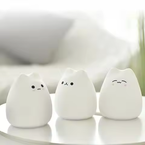 LED Colorful Cat Silicone Light Night Lamp Touch Sensor LED Colorful Night Light Pat Animal Cat Indo