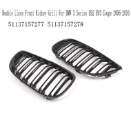 Front Hood Double Lines Grille for 3 Series E92 E93 Coupe 2006-2010- Gloss Black Front Kidney Grill 