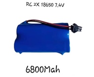 Battery Mobil RC DOUBLE ( 2POW )18650 7.4V / 3.7V 6800mAh Plus kabel SM 2.0 socket hitam