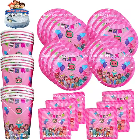 Cocomelon Birthday Party Decoration Tableware Tablecloth Napkins Plates Cups Party Favors Gift Bag O