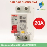 Cầu dao chống giật 1 pha 2P 20A / 25A / 32A / 40A / 50A / 63A 30mA DELIXI RCBO DZ47sLES – Aptomat ch