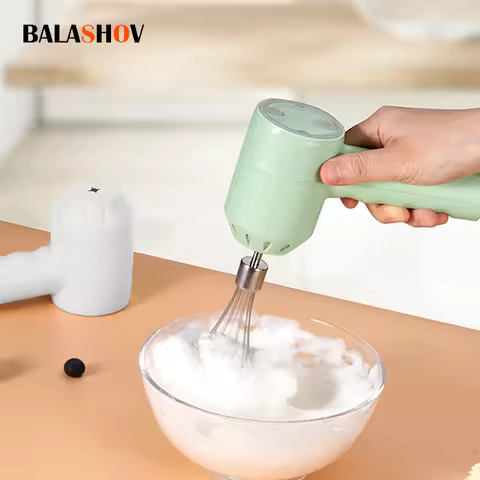 Electric Food Mixer Wireless Portable Hand Blender 3 Speeds High Power Dough Blender Egg Beater Baki