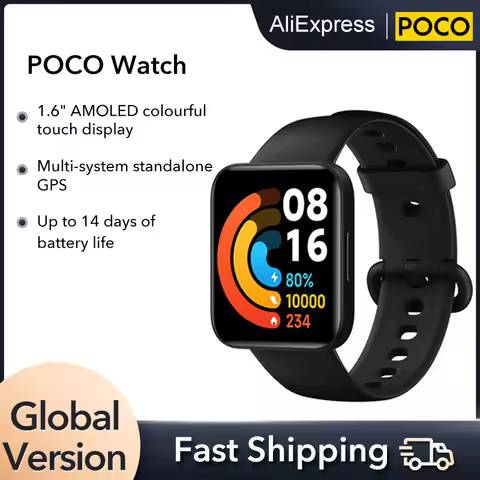 Global Version POCO Watch 1.6'' AMOLED Display 14 Days Battery GPS Always-on Watch Face Blood Oxygen