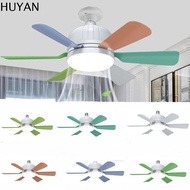 HUYAN ไร้สายแบบไร้สาย โคมไฟพัดลม LED แบบ E27 ฐาน E27 พร้อมรีโมทคอนโทรล โคมไฟเพดานพัดลมไฟฟ้า ทันสมัยแ