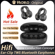 VAORLO Bluetooth 5.3 Wireless Headphone Ear-Clip Earring TWS Earphones Touch Control Gaming Sports Music HIFI Headsets With Mic Noise Cancelling Earbuds【Bone Conduction Concept 】