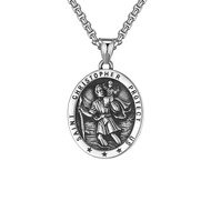 《819》[Cenmon]Vintage Mens St Saint Christopher เหรียญจี้สแตนเลส Amulet สร้อยคอ Chain Jewely อุปกรณ์เ