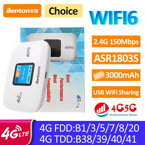 Benton MiFi Portable WiFi 802.11ax WiFi6 4G Router for SIM Card 3G 4G LTE Router USB Travel Router 2
