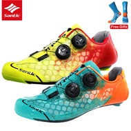 Santic Breathable Men Cycling Shoes Fit Road Cleats Athletic Racing Locking Carbon Sole Bicycle Bike Sneakers