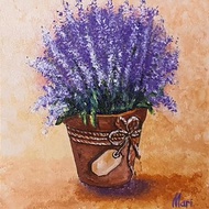 Tuscany Painting Bluebonnets Flowerpot Texas Original Lavender Flower Still Life