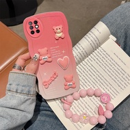 For infinix Note 8 Note8 Case Soft Silicone Casing Waves Back Cover 3D stereoscopic Cute Bear With Bracelet Phone Case