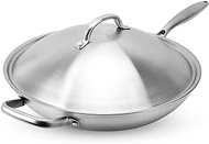 Wok Pan With Lid 36Cm Wide,Thick Stir Fry Frying Pan Stainless Steel ?C Non Stick, Scratch little surprise