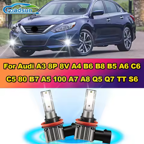 H11 LED Car Fog Lights Bulbs 12000LM Front Fog Lamps 6000K For Audi A3 8P 8V A4 B6 B8 B5 A6 C6 C5 80