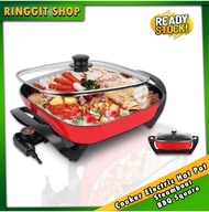 Ringgit Shop Cooking Pot Cooker Electric Hot Pot Steambot BBQ Square Pot Periuk Masak Non-Stick Electric Frying Pan