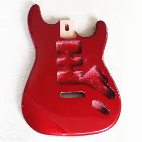 Poplar Wood Electric Guitar Body DIY Guitar Parts Guitar Barrel Metallic Red Color，5.7cm Pocket Widt