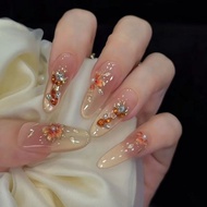 Good Luck Koi Handmade Wearing Nails National Style High-End Manicure White Cat's Eye Nails Light Lu