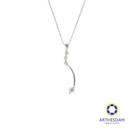 Arthesdam Jewellery 9K White Gold 4Diamond Long Pendant Chain Set 0.15CT