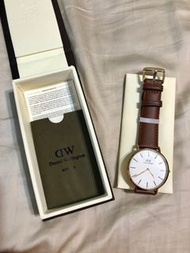 【Daniel Wellington】DW 手錶  Classic 40mm 棕色真皮皮革錶