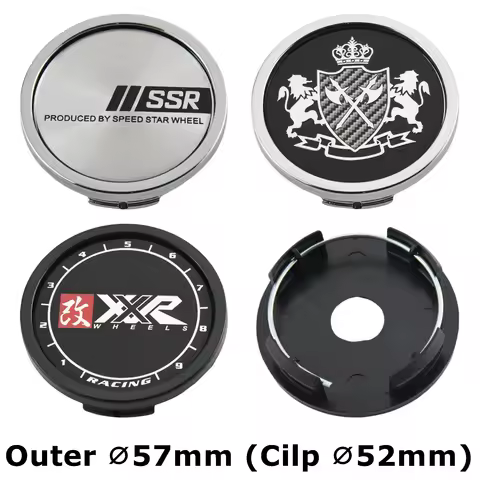 4PCS 57MM OD / 52MM ID Cap For Rims SSR XXR VIP LEHR MEISTER Emblem Wheel Center Cap Sport Car Logo 