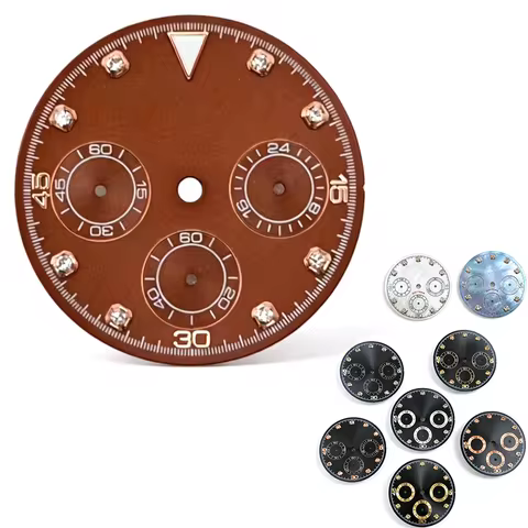 29.5mm VK63 Watch Dial MOP Matte Diamond Arabic Markers Chronograph No logo For Seiko Daytona VK63 Q