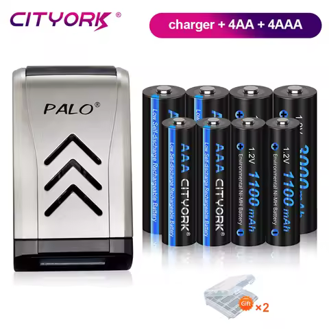 CITYORK 1.2V AA AAA NIMH Rechargeable Battery Batteries 2A 3A With 4 Slots LCD USB Fast Battery Char