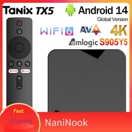NaniNook  Newest Tanix TX5 Android 14 AV1 TV Box Amlogic S905Y5 DDR4 4G/64G BT TV BOX Wifi 6 4K HD S