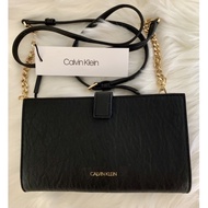 Calvin Klein Wallet On Chain Bag Black Leather ( Original)