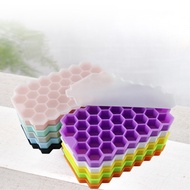Ice tray      food grade honeycomb silicone ice tray with lid Creative 37-cell ice box