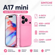 Local Ready Stock A17 Mini 4.0" Mini Android Phone 4G Dual SIM 4GB 64GB RAM Small Smart Phone Super 