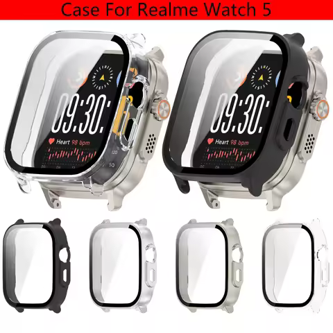 Hard PC+Tempered Glass Case For Realme Watch 5 Bumper Full Cover Protective Shell For Realme Watch 5