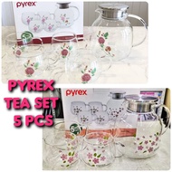 PYREX TEA SET 5 PCS SAKURA COUNTRY ROSE - tea pot - coffee pot - mug - corelle drink set - teko core