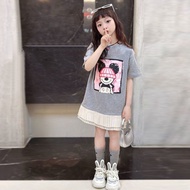 3-14Y Váy bé gái quần áo trẻ em phong cách Hàn Quốc Áo váy ngắn tay dáng rộng mùa hè 2024 dành cho n
