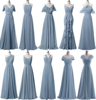 Bridesmaid Dress - Dusty Blue Chiffon Bridesmaid Dress Long Chiffon Maid Of Honor Dress
