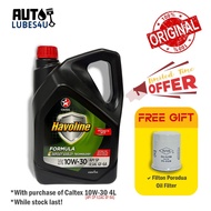 Caltex Havoline Mineral Oil 10W30 4L (FOC Filton Perodua Oil Filter FO-9338) - Caltex Car Engine Oil