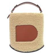 二手 Delvaux Pin Mini Bucket AA0607BRZ0 手提包，米色皮革和羊毛材質，0937。狀況極佳
